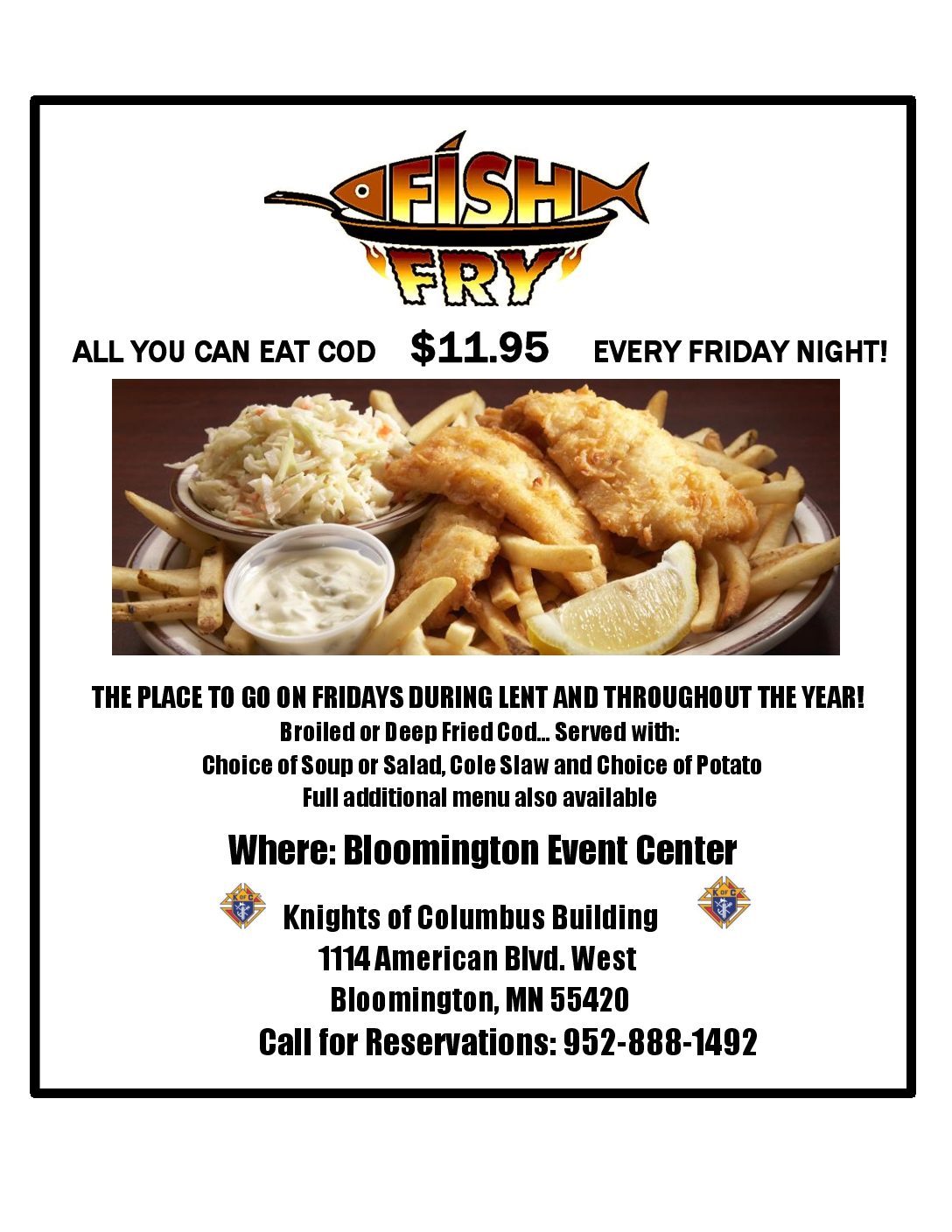 Fish Friday Special – All You Can Eat Cod!